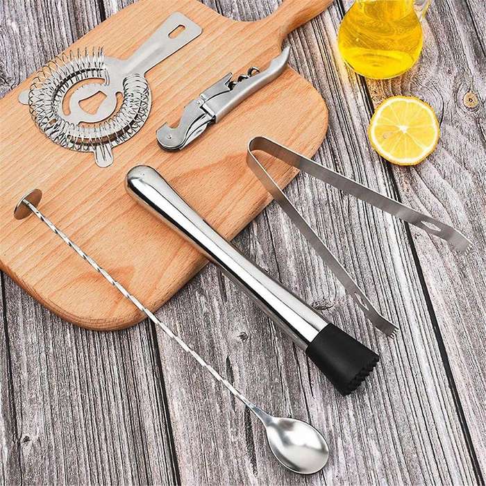 5pcs Professional Bar Tools, Ice Strainer, Cocktail Bartending Tool Set, Wine Bottle Opener, Stirrin