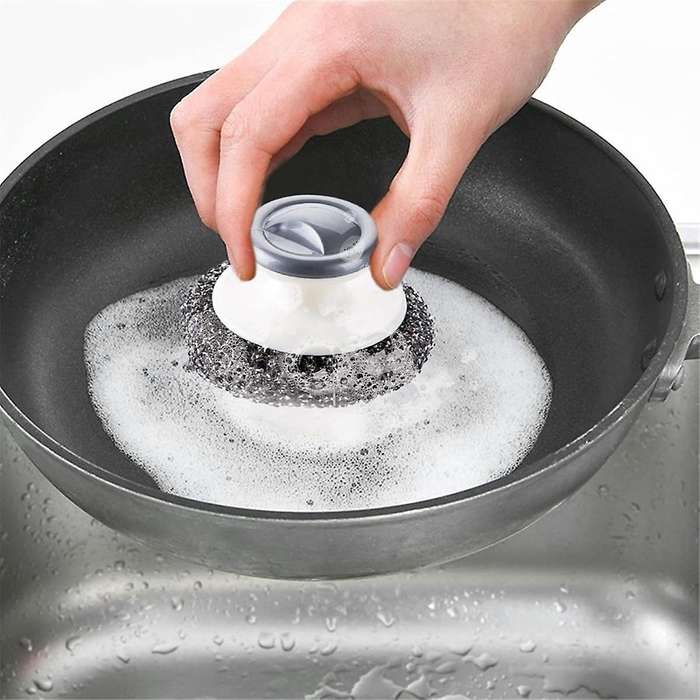 5Pcs Stainless Steel Scrubber with Handle,Heavy Duty Dish Scrubber Cleaning Brush for Pots, Pans