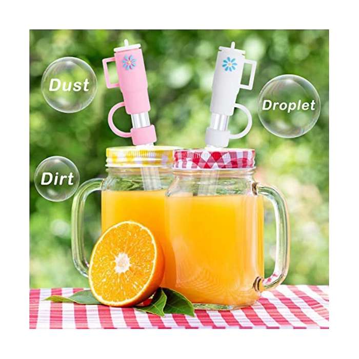 5PCS Straw Cover Cap for , Silicone Straw Topper Fit 30&40 Oz Tumbler with Handle