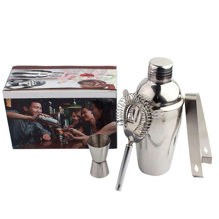 5-Piece Bar Tools Set with Shaker Jigger Strainer Muddler Cocktail Shaker Set Bar Bartender Kit Meas