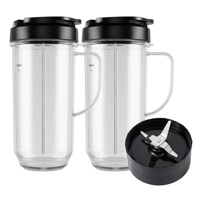 5-Piece for Blender Cups, Tall 22oz Cup with Flip-Top To-Go Lid, Blade, Blender Replacement Parts