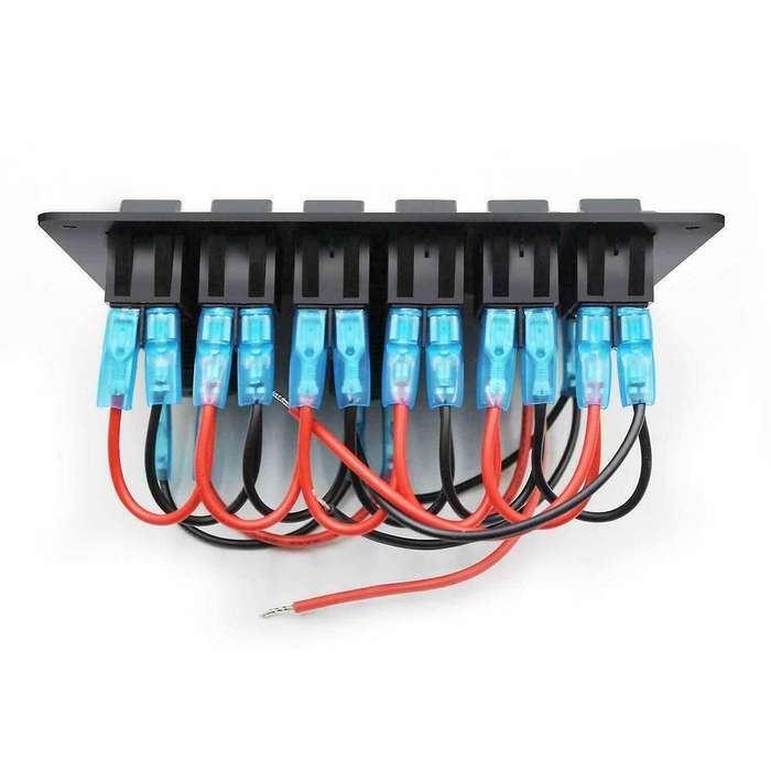 6 Gang Rocker Switch Panel ON/OFF Lights Dual USB Ports Car Marine Circuit Breaker DC 12V/24V LED Di