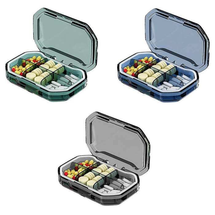 6 Grid Portable Medicine Box Large Capacity Sealed Transparent Moisture Resistant Pill Small Jewelr