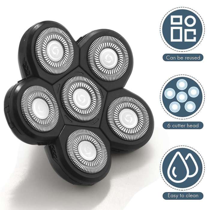 6 In 1 Blade Heads 6 Blades Beard Cutter Replacement Blade Bald Electro 6d Accessories for Men Head