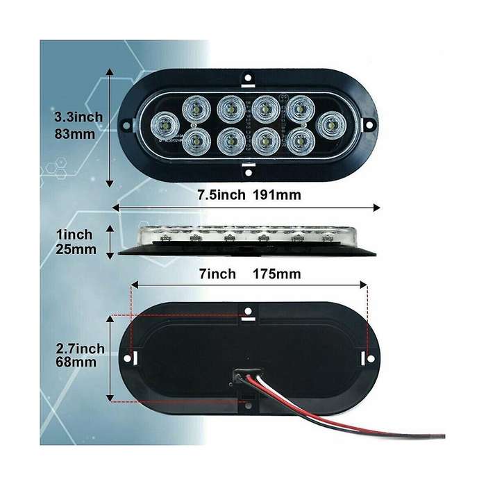 6 Inch Led Set Edge Light Tail Light Turn Signal Light Brake Light Car Accessories As Shown