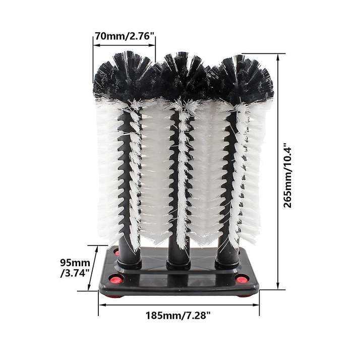 6 Long Brush Bar Glass Washer with Suction Base, Commercial Brush Cleaner Bristle Brush for Kitchen