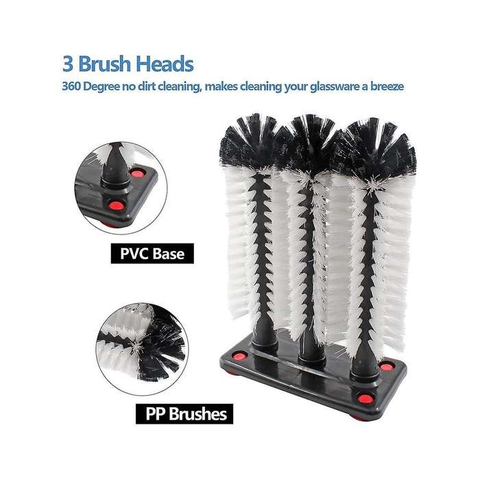 6 Long Brush Bar Glass Washer with Suction Base, Commercial Brush Cleaner Bristle Brush for Kitchen