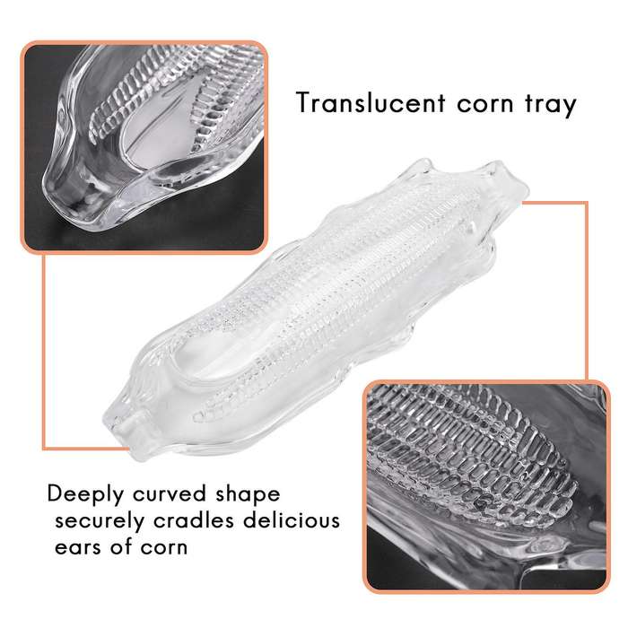 6 Pack Corn Trays + 12 Pcs Corn Cob Holders Plastic Corn Dishes Service Tray Transparent Cob Dinner