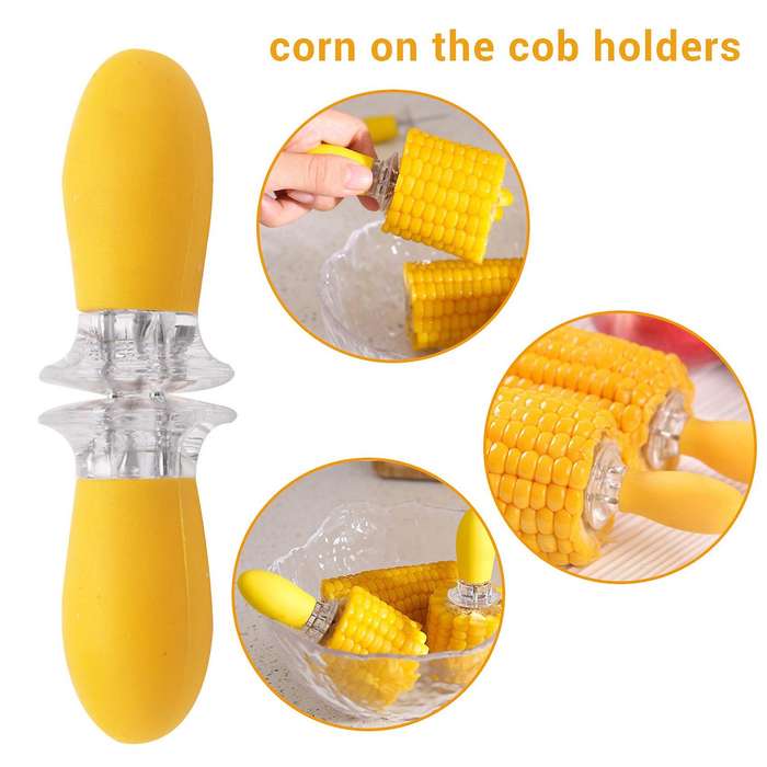 6 Pack Corn Trays + 12 Pcs Corn Cob Holders Plastic Corn Dishes Service Tray Transparent Cob Dinner