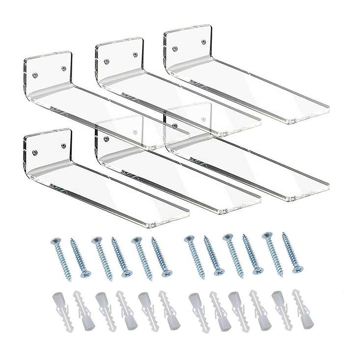 6 Pack Acrylic Floating Sneaker Shelves Clear Shoe Display Stand for Display Collectible Shoe&Sneak