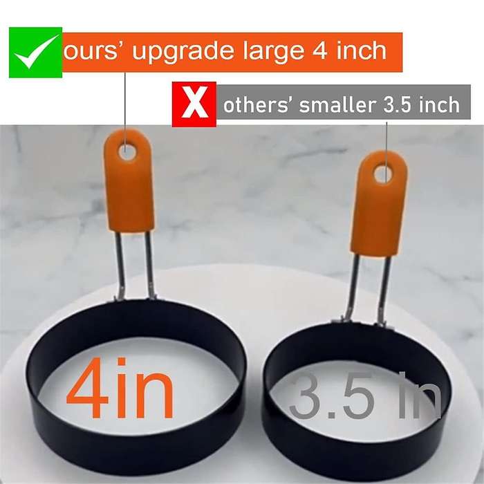 6 Pack Egg Rings for Frying Egg,non-stick Stainless Steel Egg Rings for Egg Muffin Shaper with Oil B