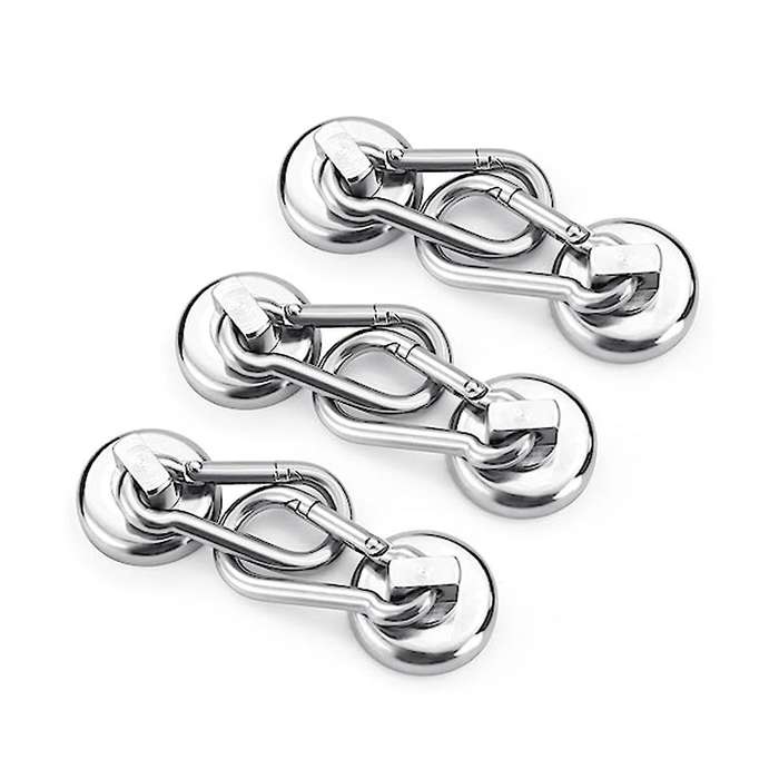 6 Pack Magnetic Hooks,heavy Duty Neodymium Magnetic Hooks with Swivel Carabiner Hook,silver