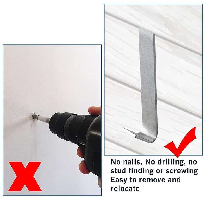 6 Pack No Damage Siding Hook, Metal Hook without Require Drilling, Hooks for Fiber Cement Board Sidi