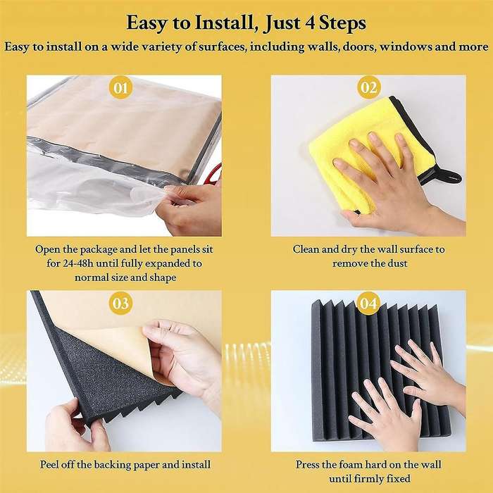 6 Pack Sound Proof Foam Panels 2 X 12 X 12 Inch Self-adhesive High Density Wedge Acoustic Foam Soun