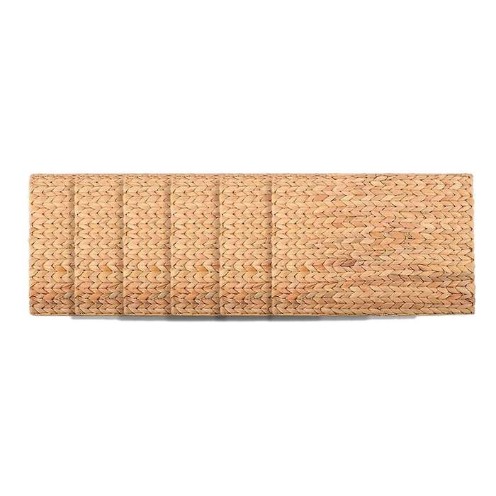 6 Pack Woven Placemat,Natural Hyacinth Woven Placemat,Rectangular Woven Rattan Table Mat,for Kitchen