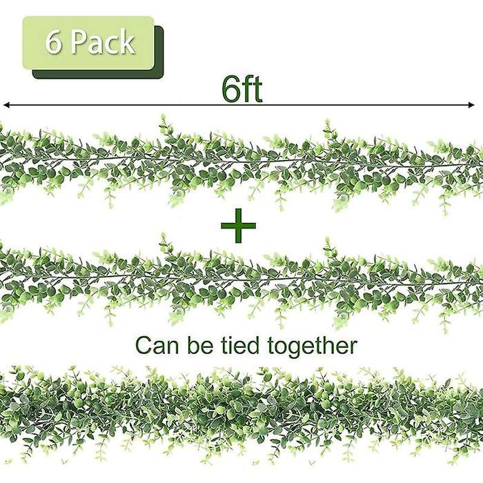 6 Packs 6 Feet Artificial Eucalyptus Garland, Artificial Vines Faux Eucalyptus Greenery Garland, Ha