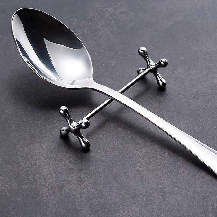 6 Pcs Alloy Chopsticks Rest Spoons Stand Forks Knives Holder Rack Stand Metal Craft Table Decoratio