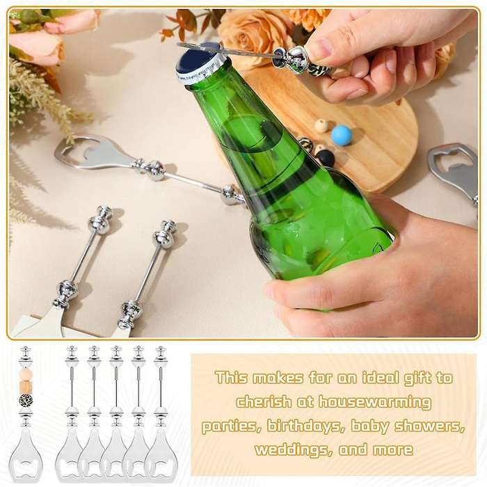 6 Pcs Beadable Beer Opener Reusable Bottle Opener Decorative Beaded Bottle Opener for Bartenders Diy