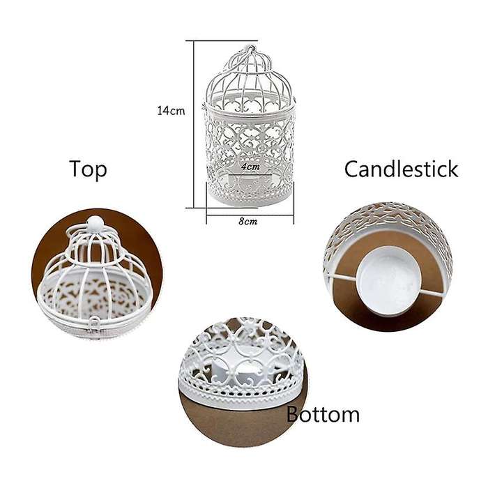 6 Pcs Candle Tea Light Holders Metal Hanging Hollow Birdcage Lantern Vintage Decorative Centerpiece
