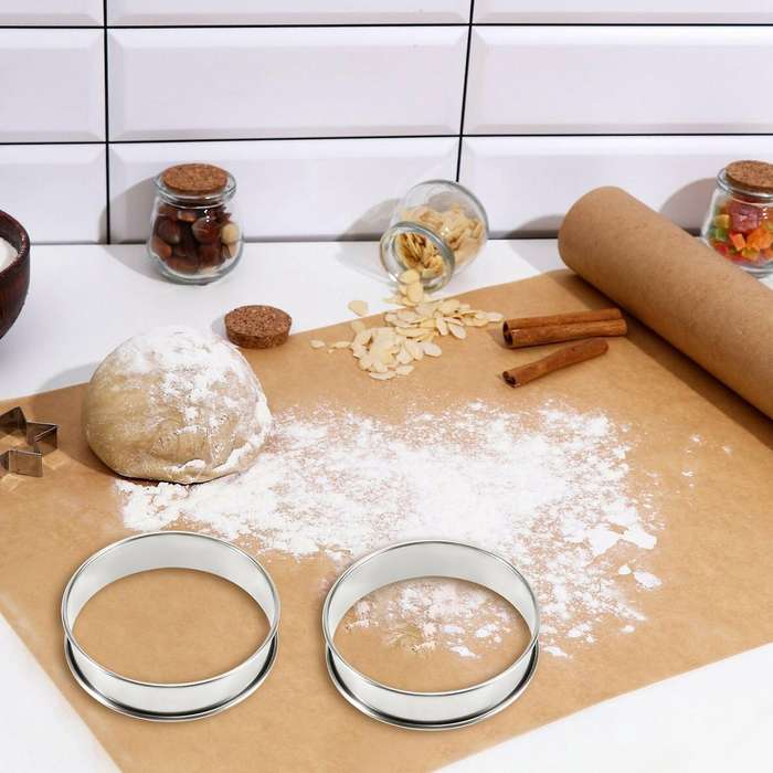 6 PCS Cooking Round Cake Ring Mold, Stainless Steel Muffin Tart Rings, Metal Molds Double Rolled Cru