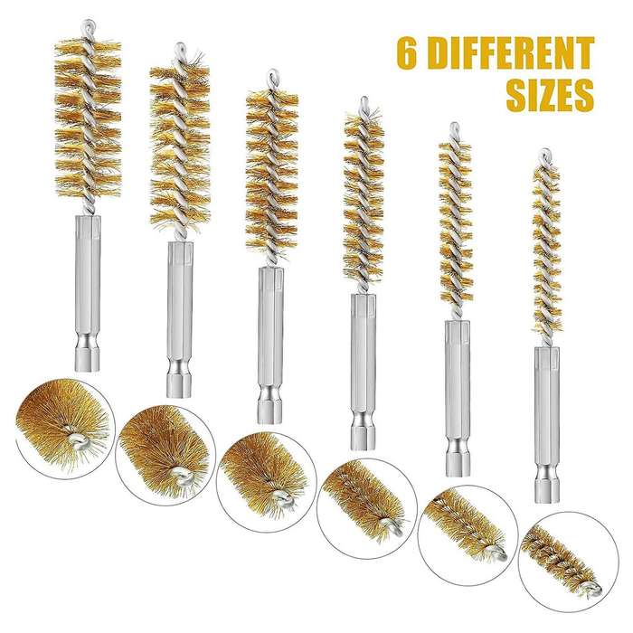 6 PCS Drilling Brush, Including Different Sizes of 1/4 Inch Hex Shank Cleaning Brush, Suitable for P