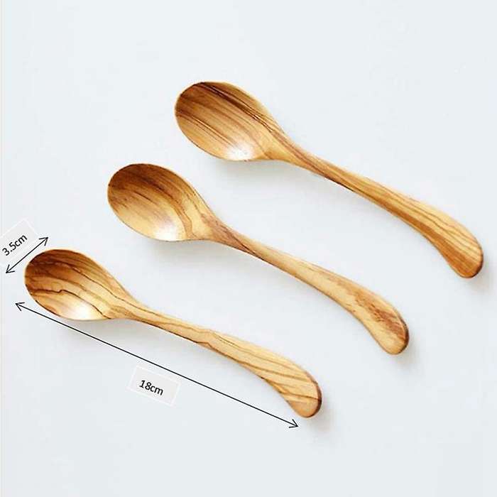 6 Pcs Olive Wood Spoon Set Wooden Spoons Soup Spoons Coffee Tea Stirring Serving Utensils for Kitche