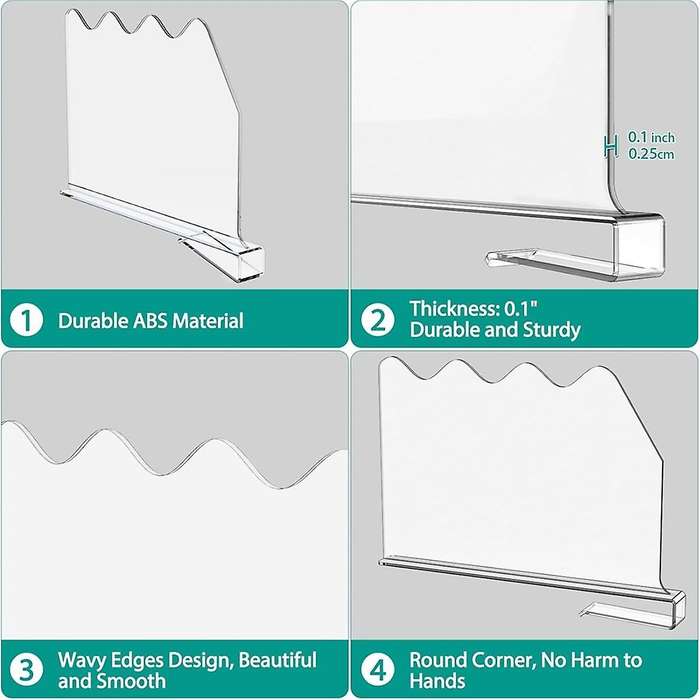 6 PCS Shelf Dividers for Closet Organization,Acrylic Clear Closet Shelf Divider for Wood Shelf,for C