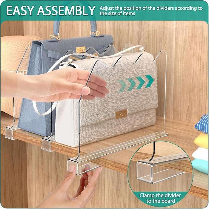 6 PCS Shelf Dividers for Closet Organization,Acrylic Clear Closet Shelf Divider for Wood Shelf,for C