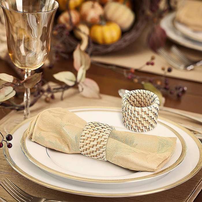 6 Pcs Woven Napkin Rings,Handmade Rattan Napkin Rings,Napkin Buckle Holder Handicraft Wedding Decor
