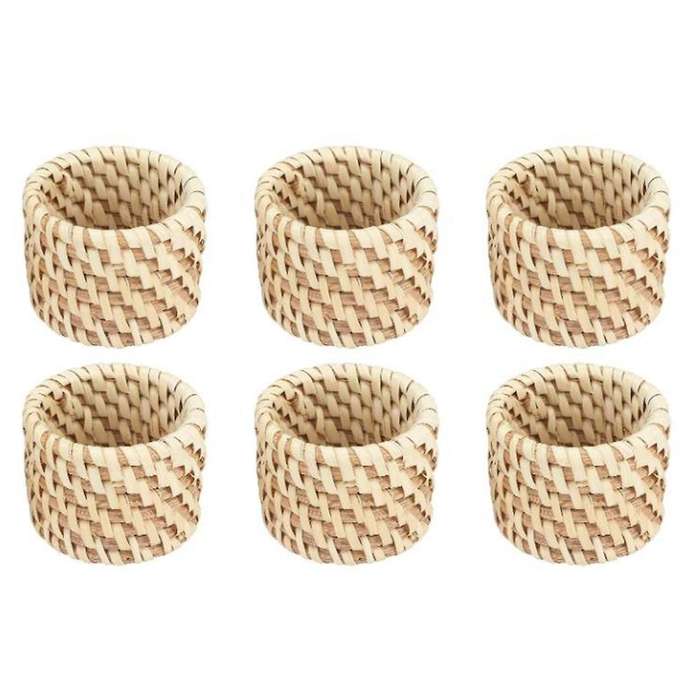 6 Pcs Woven Napkin Rings,Handmade Rattan Napkin Rings,Napkin Buckle Holder Handicraft Wedding Decor