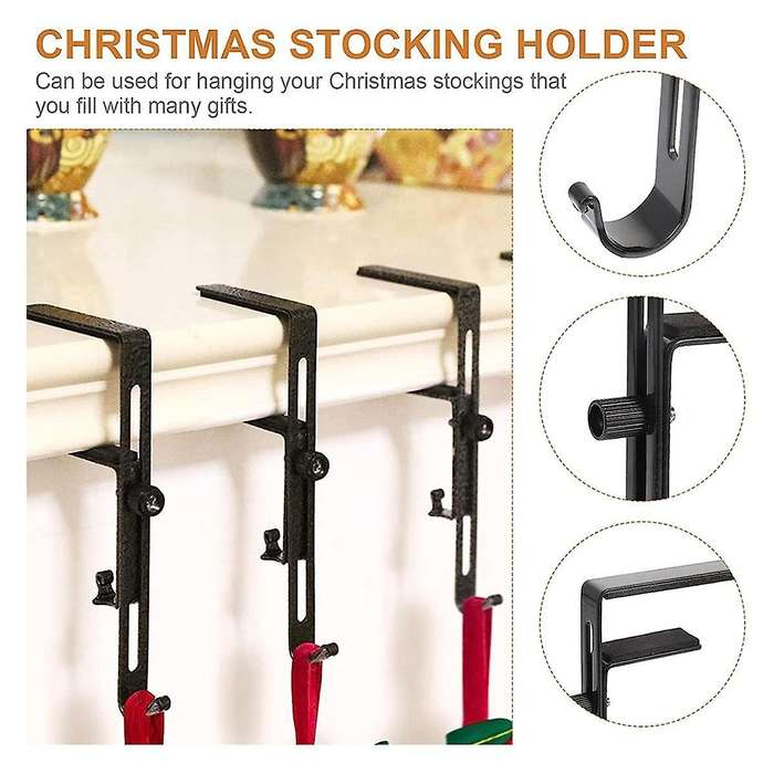 6 Pieces Christmas Stocking Holders for - Adjustable Christmas Metal Hooks Garland Hanger for Christ