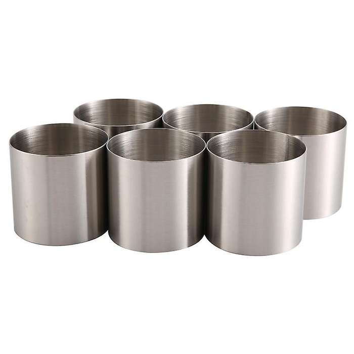 6 Pieces Round Biscuit Cutter Stainless Steel Mousse Ring Mini Circle Cookie Cutters Frying Egg Rin