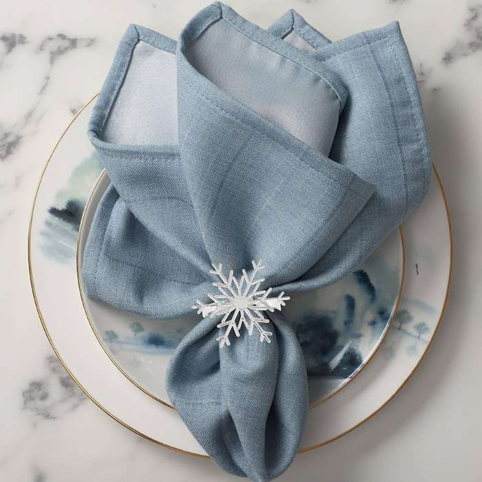 6 Pieces Snowflake Napkin Rings Christmas Snowflake Napkin Holder Rings for Christmas Holiday Table