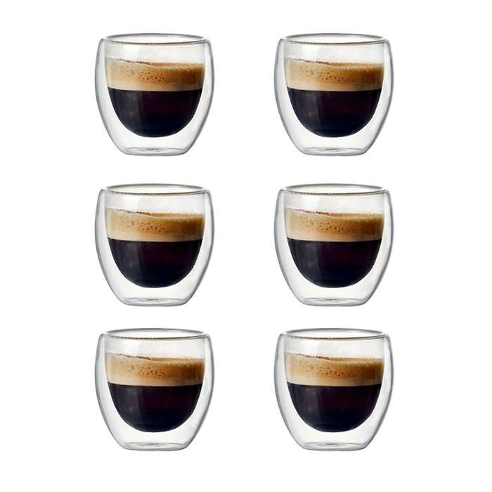 6 Sets Of 80ml Double-layer Hollow Glass Coffee Cup Sets for Drinking Tea, Coffee, Drinking Cups