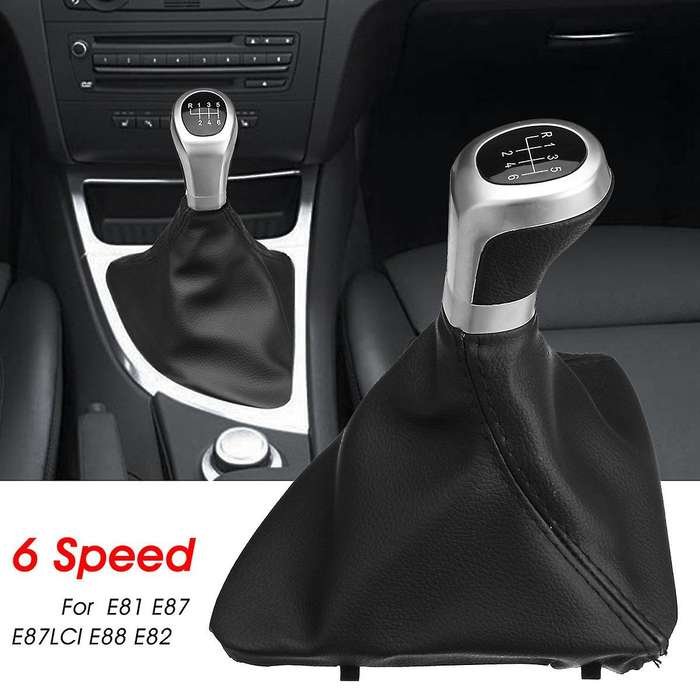 6 Speed Manual Shift Knob Shifter Lever Boot Cover for  1 Series E81 E87 E87Lci E88 E82