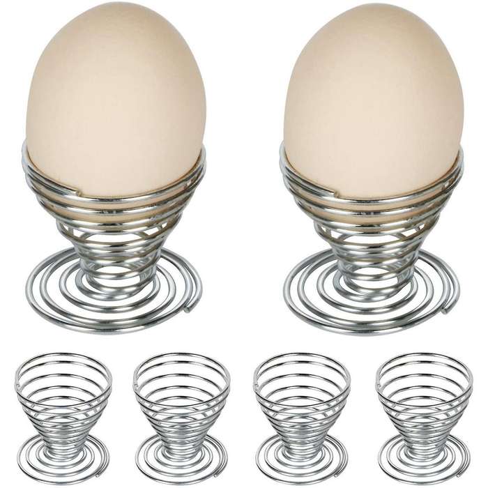 6 X Egg Cups Made Of Stainless Steel Wire Spiral Spring Egg Holder Makeup Sponge Clothes Rack Egg T