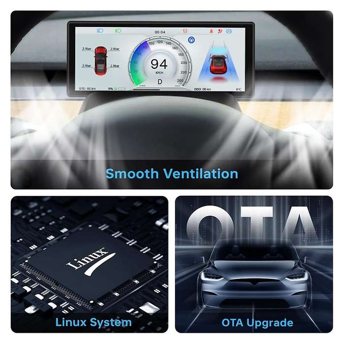 6.2 Inch HUD HD IPS Dashboard Display Screen for Model Y 2017-2023 Instrument Dashboard Head Up Disp