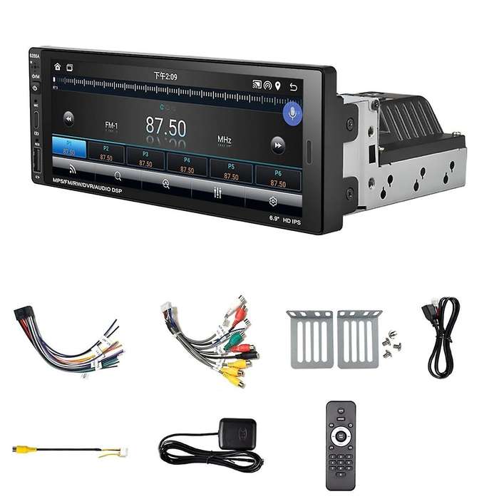 6.9 Inch Single Din Touchscreen Car Stereo, 2GB+32GB Wireless Carplay Android Auto, GPS Navigation