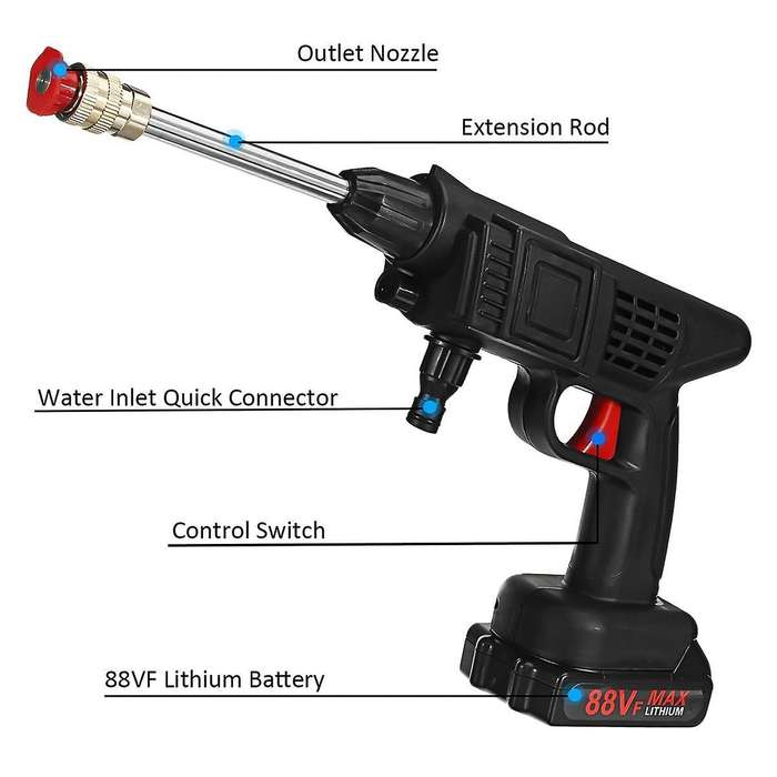 60 Bar 1500W Cordless High Pressure Car Washer Rechargeable Electric Water Foam Machine for Battery