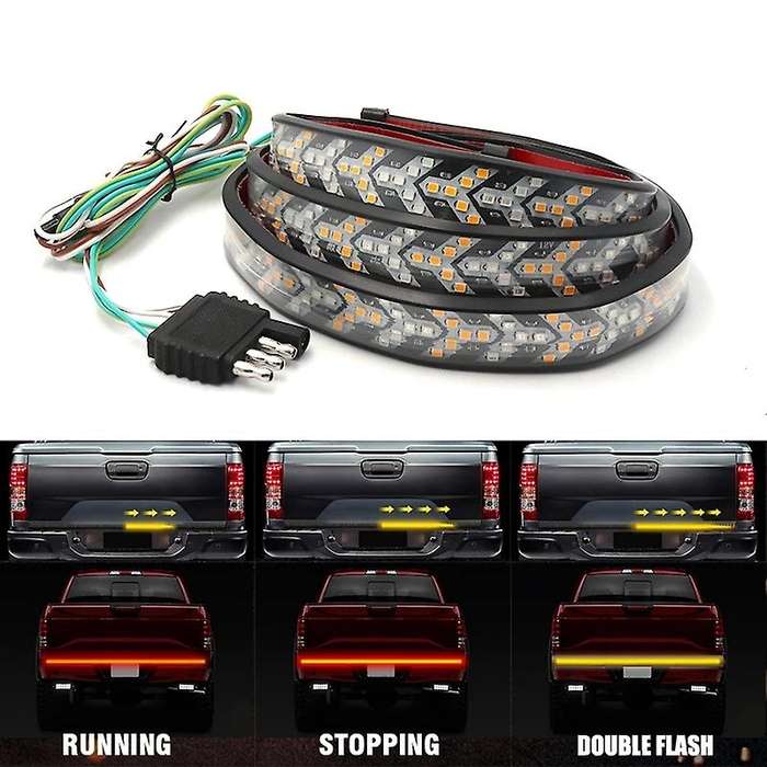 60 Inch 150CM Car LED Light Bar Truck Trunk Brake Light Pickup Red LED Flow Yellow Turn Signal Light