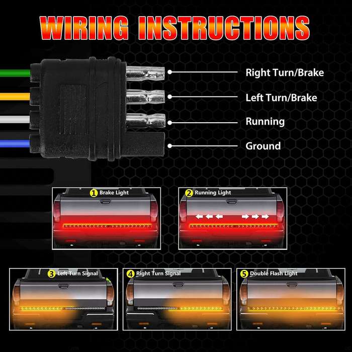 60 Inch Truck Led Strip Light Bar Flowing Turn Signal Lamp with Reverse Light for Offroad SUV Pickup