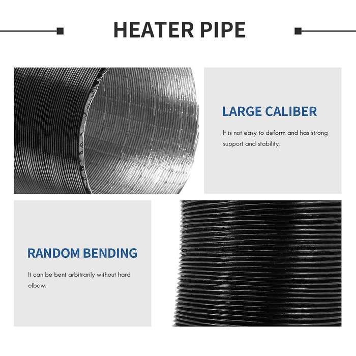 60 mm Aluminum Foil Heater Hose Preheater Hose Compatible 2000W Air Heater Outlet Car Air Duct Drain