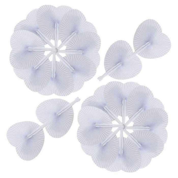 60 Pcs Fan White Paper Round Heart Decoration Wedding Party Gift for Guests Anniversary Wedding Bap