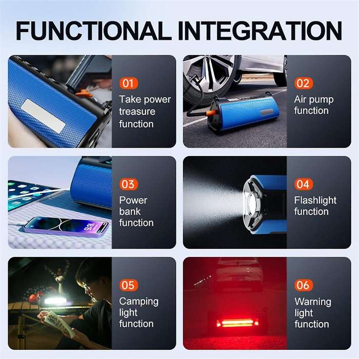 6000mah Portable Tire Inflator Car Emergency Power Outdoor Multifunctional Motorcycles Pickup Truck