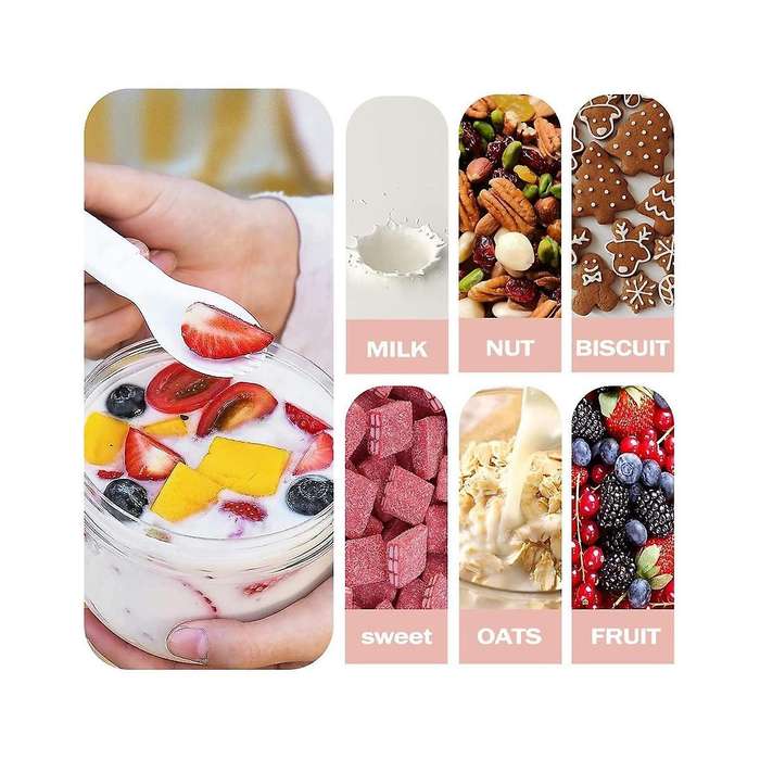 600ml Portable Breakfast Cup Multifunction Transparent Overnight Oat Food Container with Lid and Sp