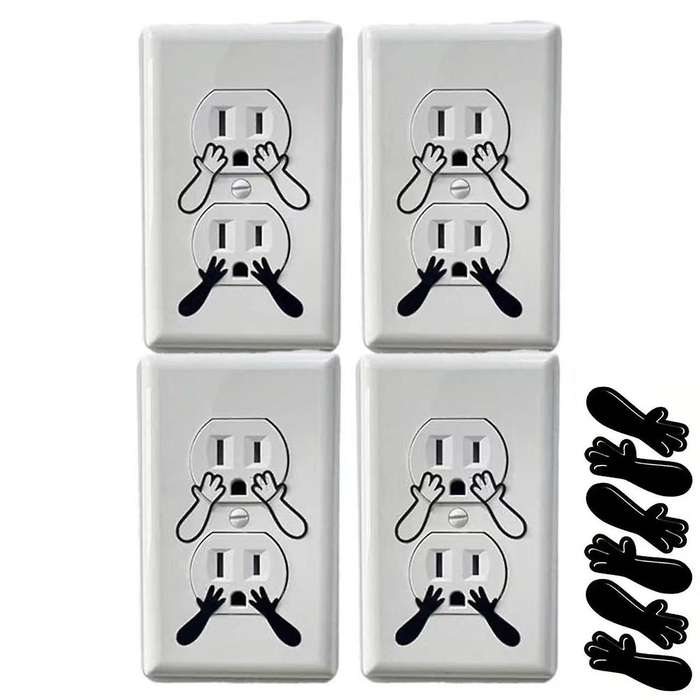 60PCS Funny Outlet Cover Decal Wall Outlet Sticker Pretend Electrical Outlet Sticker Hand Outlet Dec