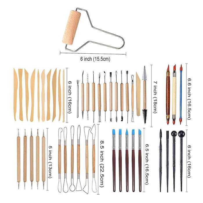 61Pcs Clay Tools Sculpting Pottery Tools Polymer Modeling Clay Sculpture Set for Pottery Modeling,Ca