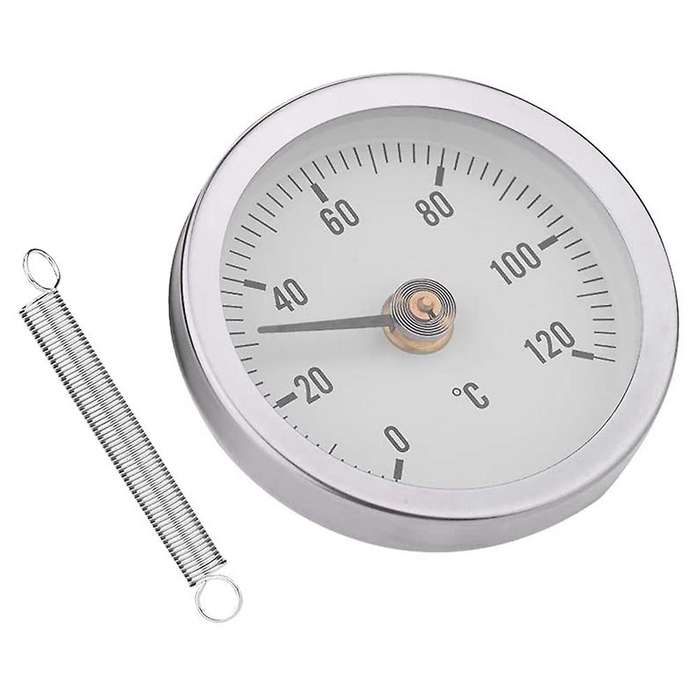 63mm Waterproof Dustproof IP55 0-120 Bimetal Temperature Spring Thermometer Pipe Surface Clamp-on Th