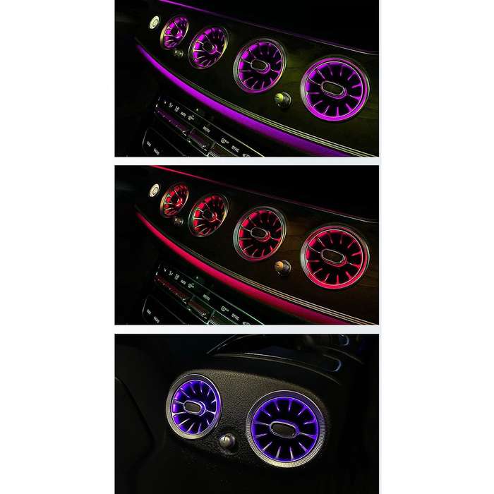 64 Color Car Front Turbine Air Outlet Ambient Light A/C Vent Outlet Atmosphere Lamp for E Class W213