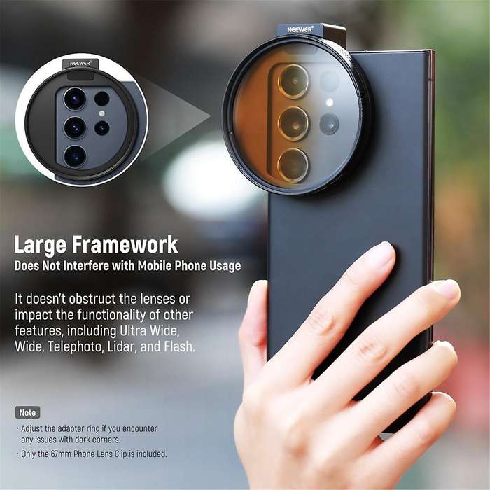 67mm Cell Phone Lens Clip Cell Phone Filter Mounting Bracket Additional Filter Expansion Frame Col